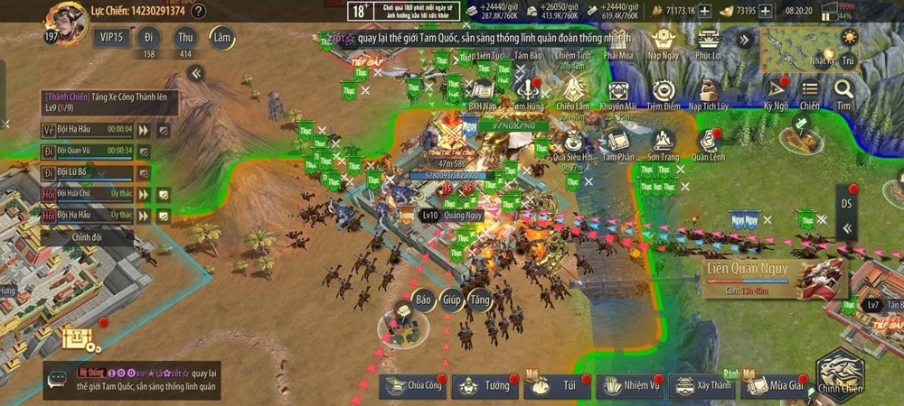 Hình ảnh giao diện chiến đấu trong tựa game Thao Túng Tam Quốc