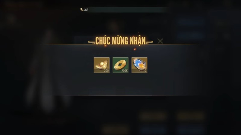 Màn hình sẽ xuất hiện thông báo nhận thưởng thành công