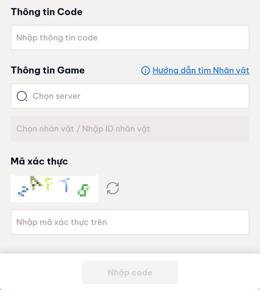 Nhập mã code Phong Thần