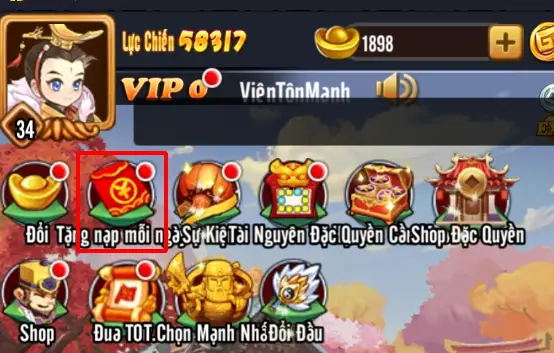 Vào mục “Tặng Nạp Mỗi Ngày”