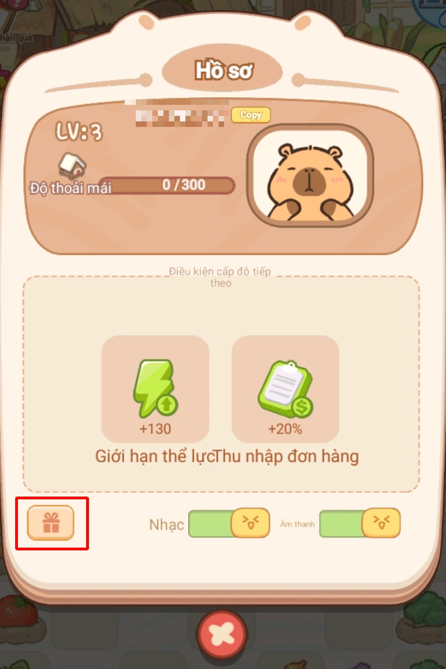 Chọn biểu tượng “Quà tặng”