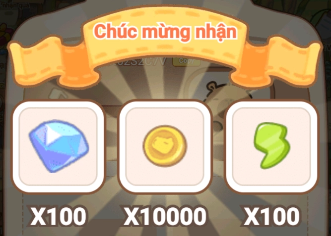 Màn hình hiển thị thông báo chúc mừng nhận thưởng