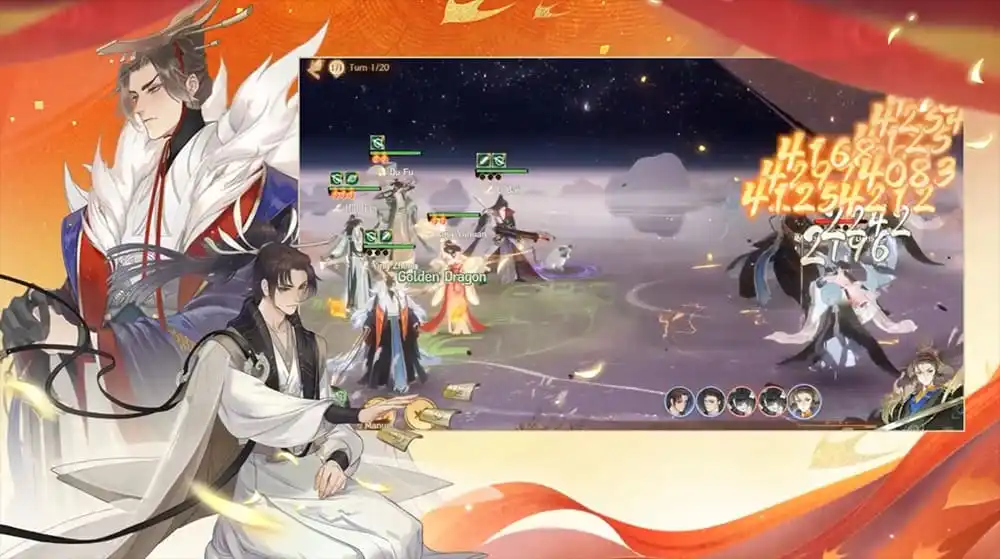 Cảnh chiến đấu theo lượt trong game Vọng Xuyên Phong Hoa Lục