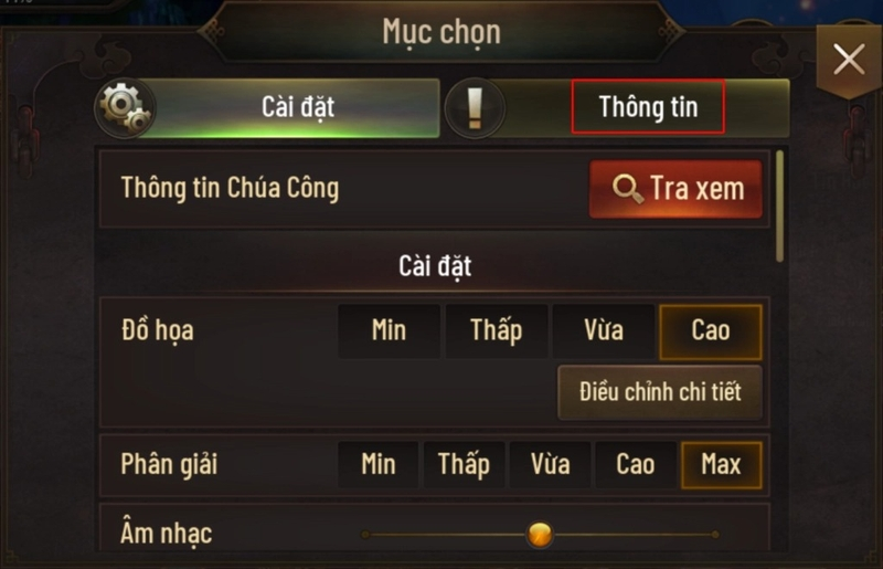 Bước 2: Chọn tab Thông tin để truy cập khu vực nhập code và xem thêm các thông tin tài khoản.