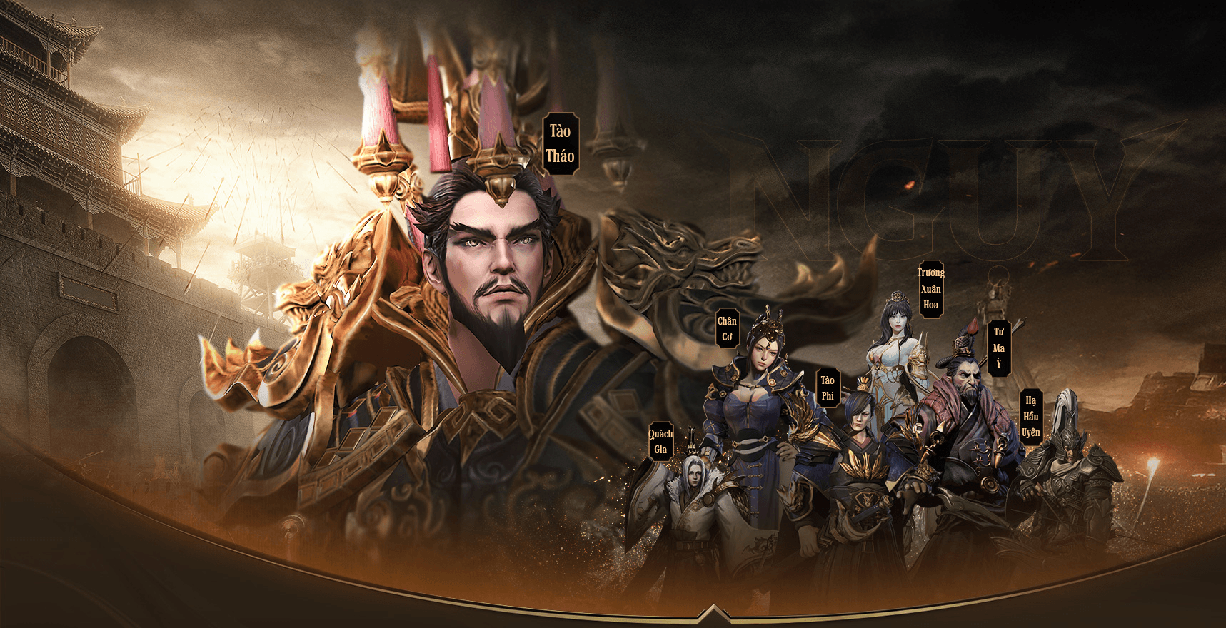 Các danh tướng Tam Quốc như Tào Tháo, Chân Cơ, Tư Mã Ý trong game