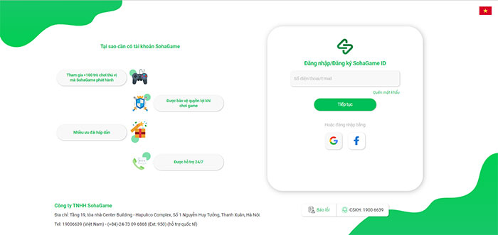 Bước 1: Vào trang chính thức của SohaGame, sau đó đăng nhập tài khoản của bạn