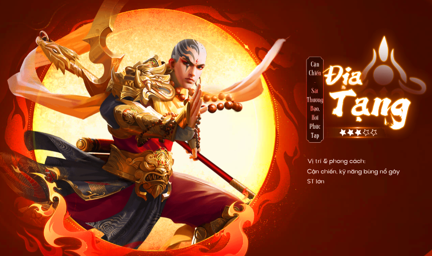 Tạo hình và tính năng của nhân vật Địa Tạng trong game Chiến Hỏa Tam Giới