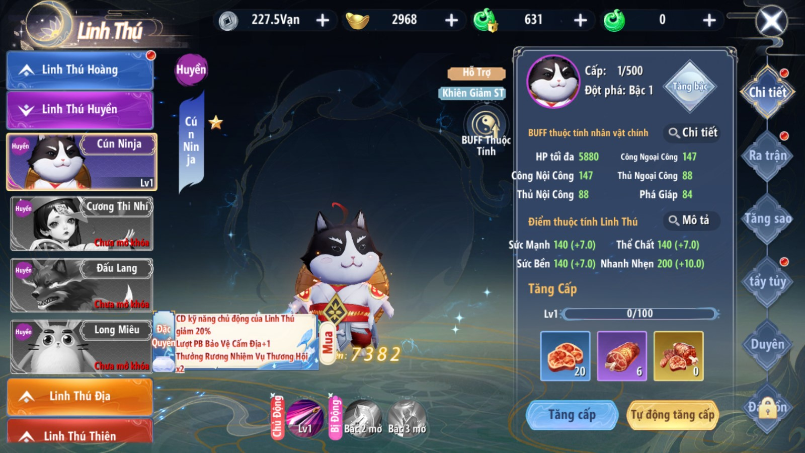 Người chơi có thể chọn linh thú yêu thích trong game cho mình