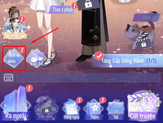 Bước 1: Người chơi truy cập vào giao diện chính của game và nhấn chọn biểu tượng Dịch vụ khác