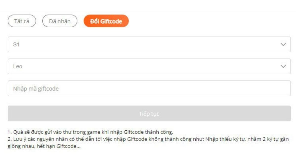 Chọn đúng máy chủ (server) mà mình đang chơi, rồi nhập code Tam Quốc X