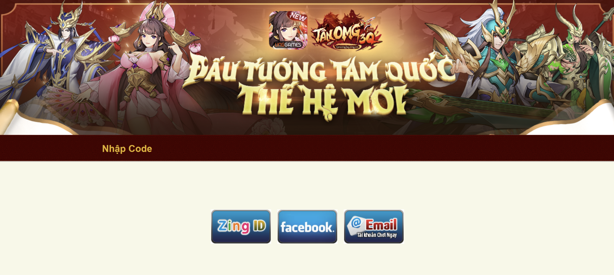 Bước 1 vào website đổi thưởng của Tân OMG3Q VNG và tiến hành đăng nhập bằng tài khoản đang chơi