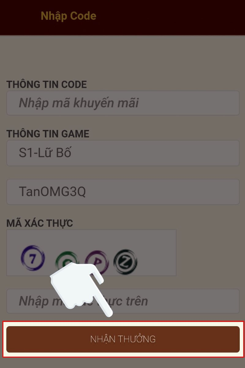 Bước 4 bấm vào nút “Nhận thưởng” để xác nhận và nhận quà từ hệ thống