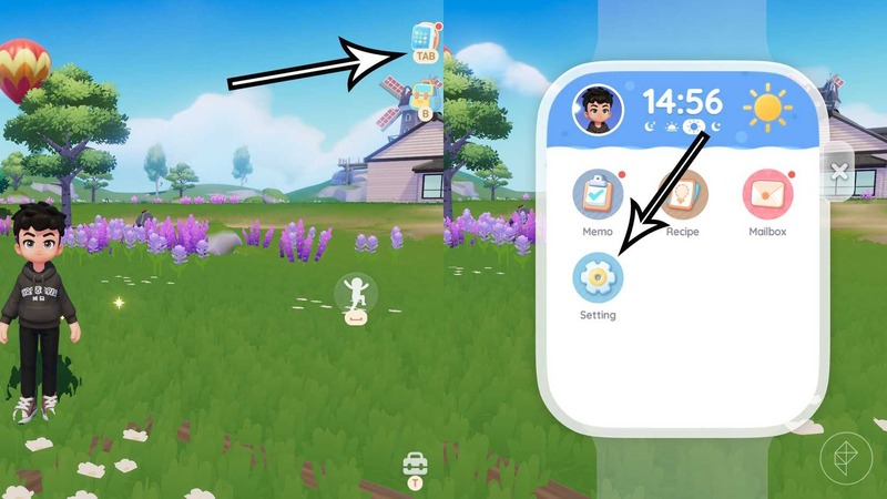Đăng nhập vào game chọn Tab và sau đó chọn Setting