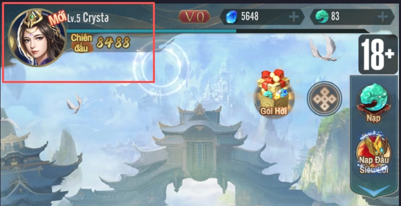 Đăng nhập vào game Sơn Hải Dị Thú Truyện và nhấn vào Avatar