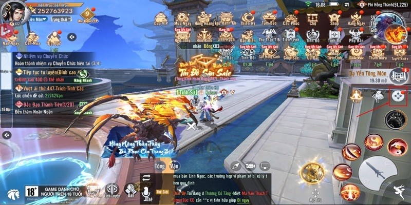 Đăng nhập vào game và nhấn vào biểu tượng Menu