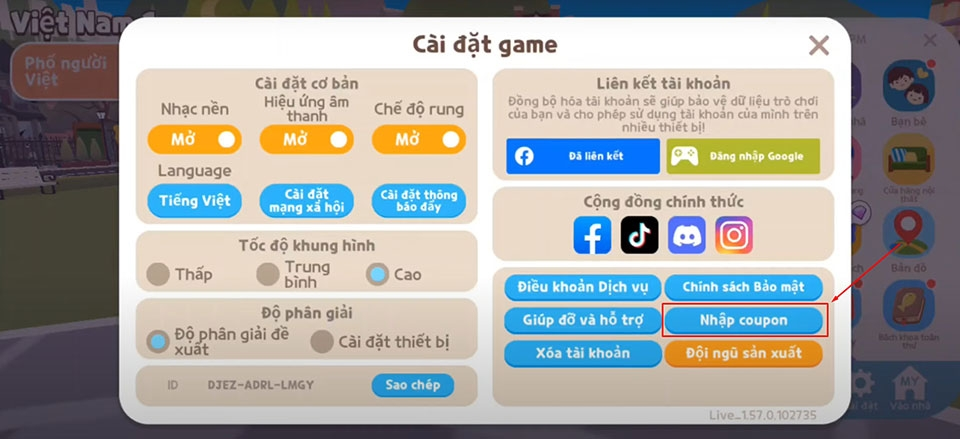 Nhấn vào mục Nhập coupon