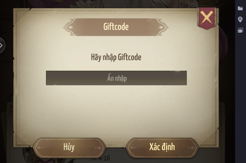 Nhập code Dị Giới: Ánh Sáng và Phép Thuật sau đó nhấn Xác định