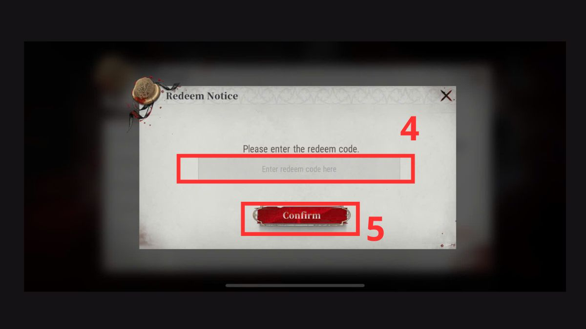 Nhận mã code Silver and Blood vào ô trống và bấm Confirm (Xác nhận)