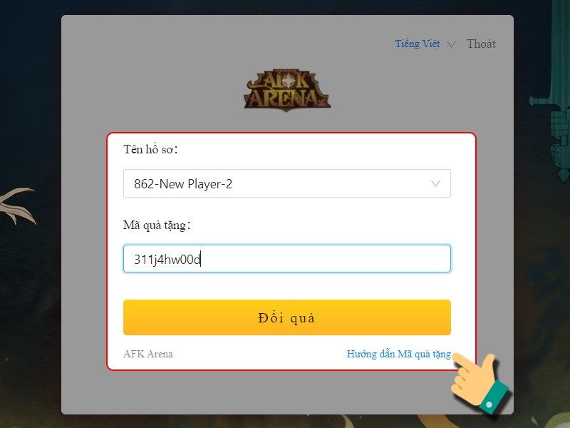 Nhập code Thánh Địa AFK