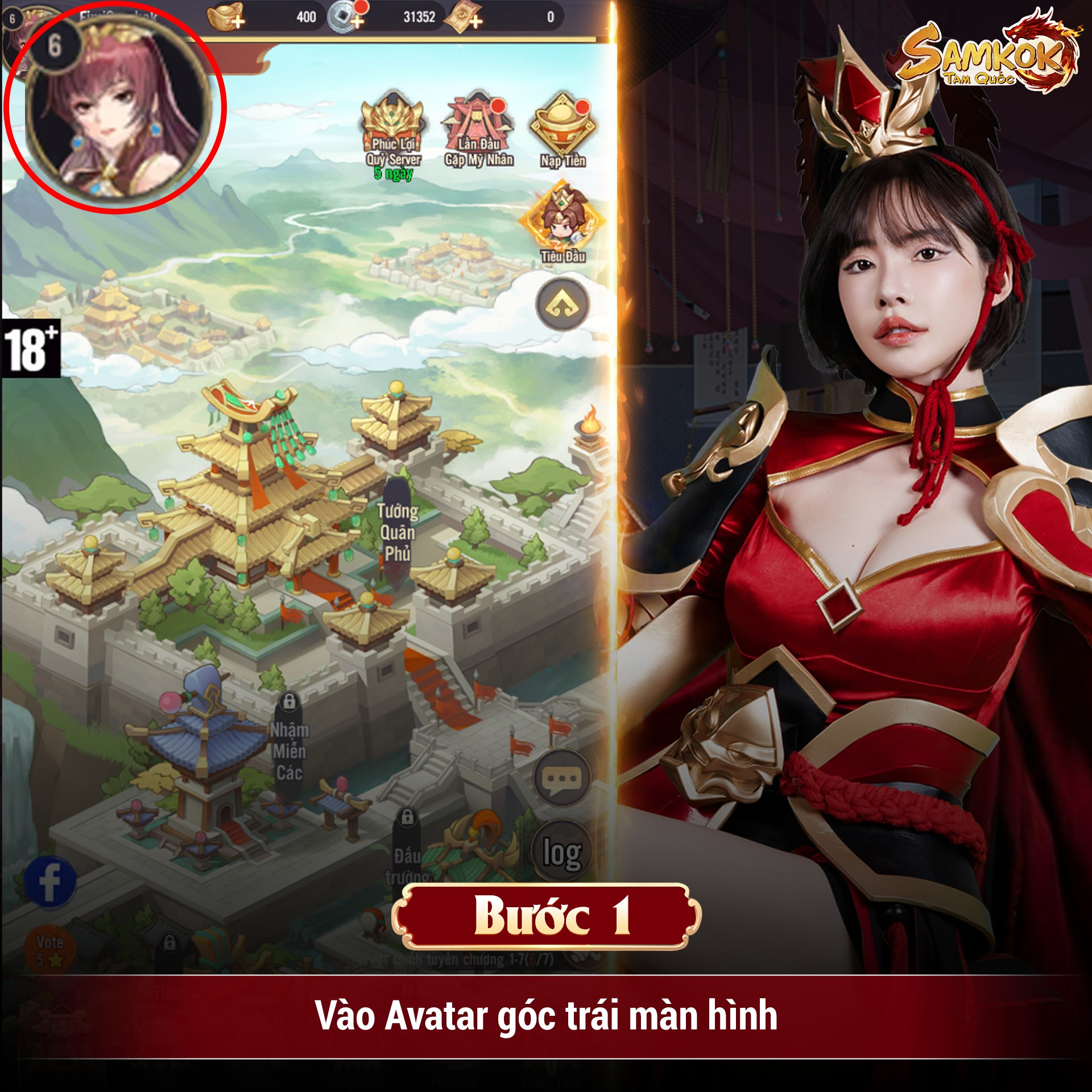 Nhấn vào Avatar nhân vật