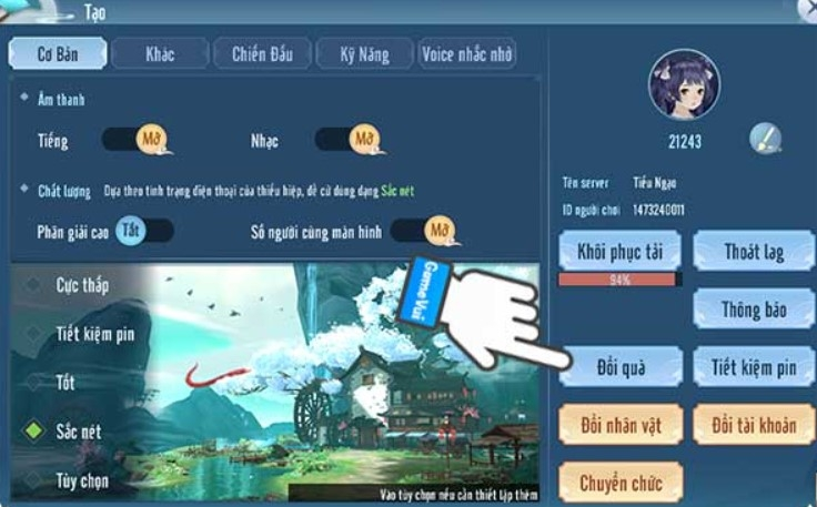 Trong danh sách vừa xuất hiện, bạn tiếp tục nhấn vào phần Đổi quà