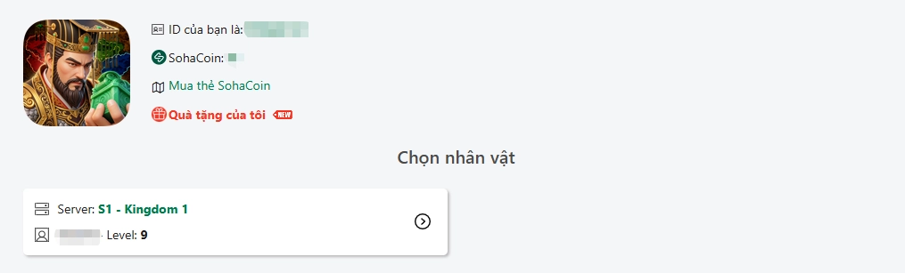 Chọn đúng Máy chủ (Server) và Tên nhân vật